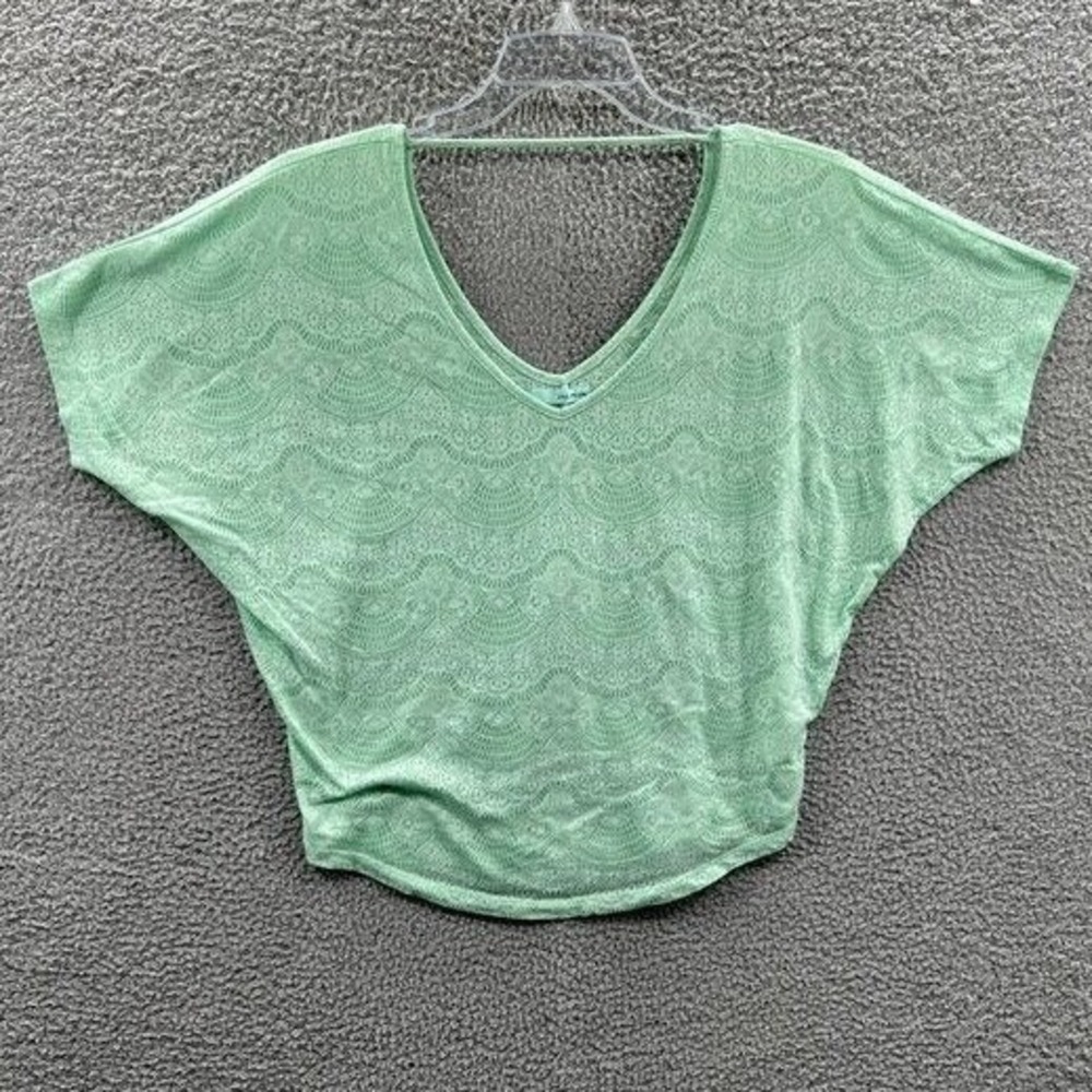 Womens Boho Top M Lace Print Relaxed Casual Everyday Stretch Resort Vacation